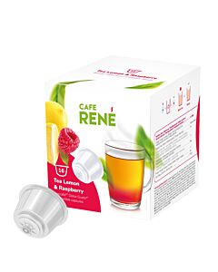 Café René Lemon & Raspberry Tea package and pod for Dolce Gusto
